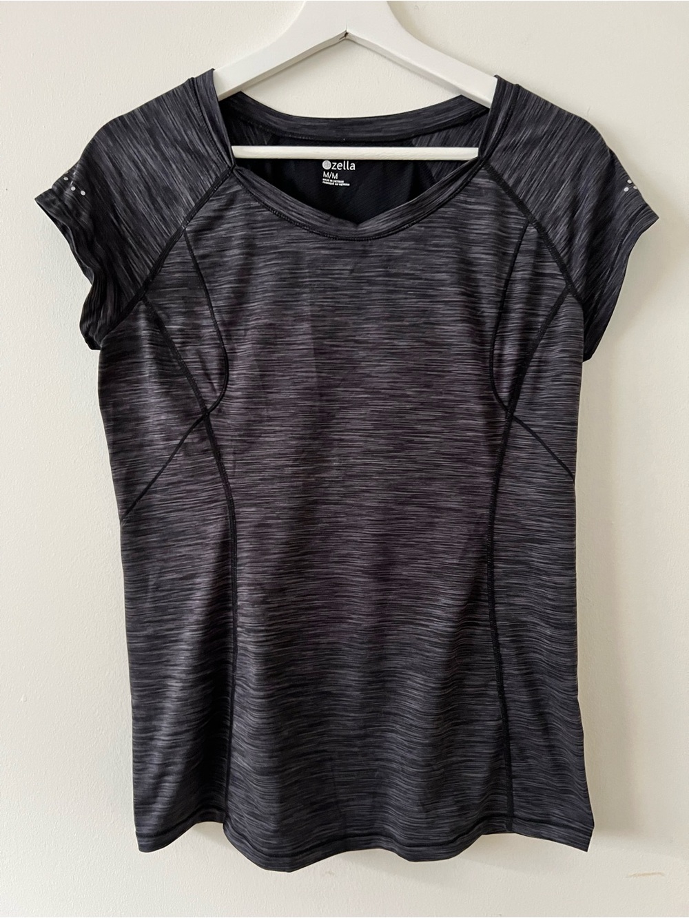 Zella Women's Charcoal Space-Dye Short Sleeve Active Tee Size M